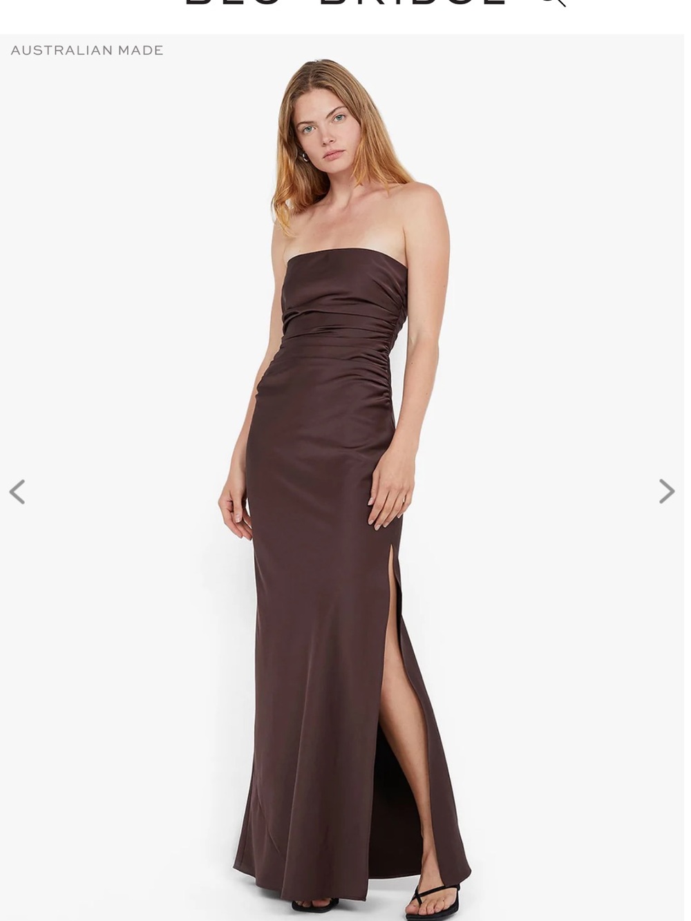 NWT Bec and Bridge Dark Chocolate Strapless Brown Evening Gown